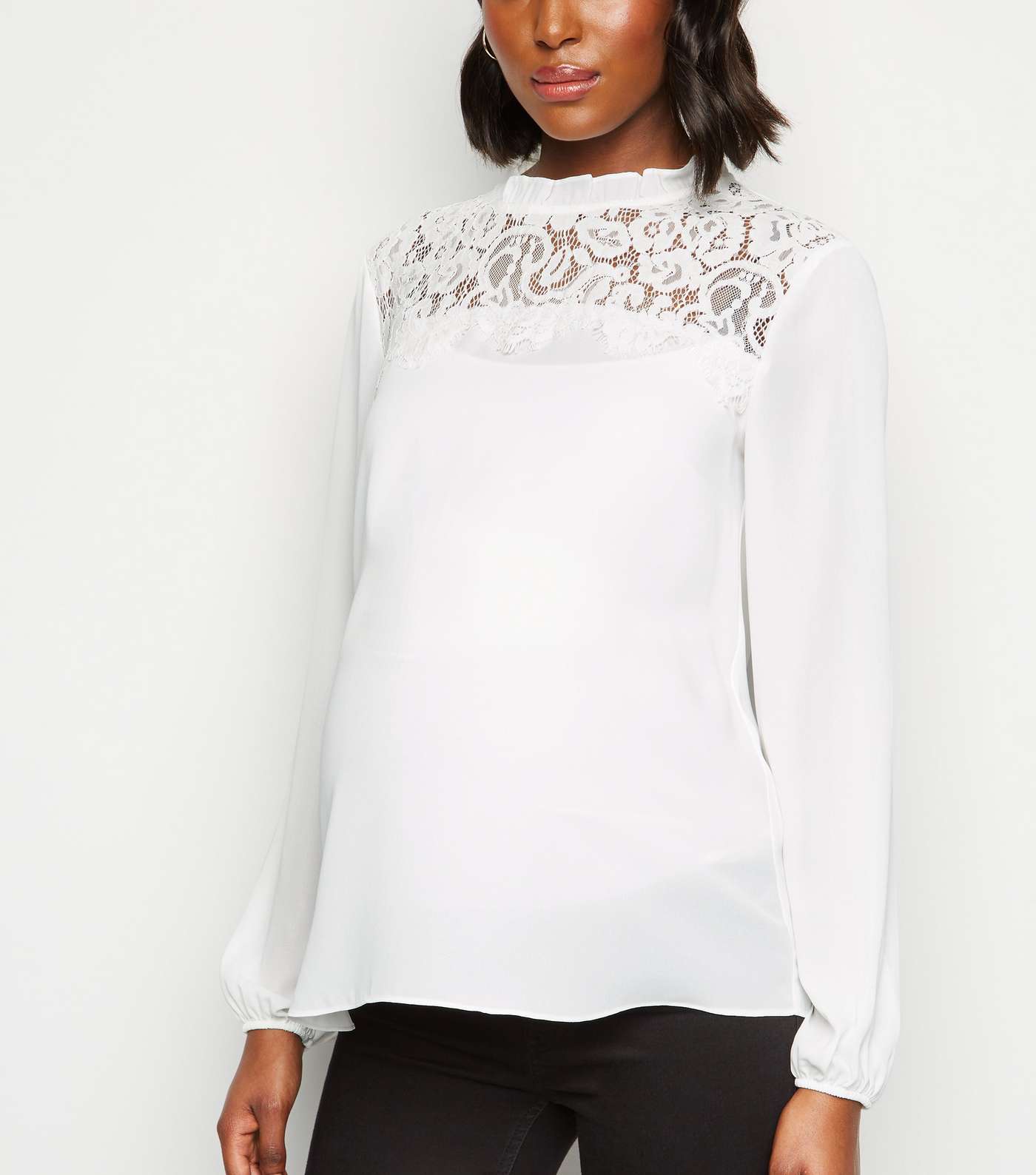 Maternity Off White Lace Panel Blouse