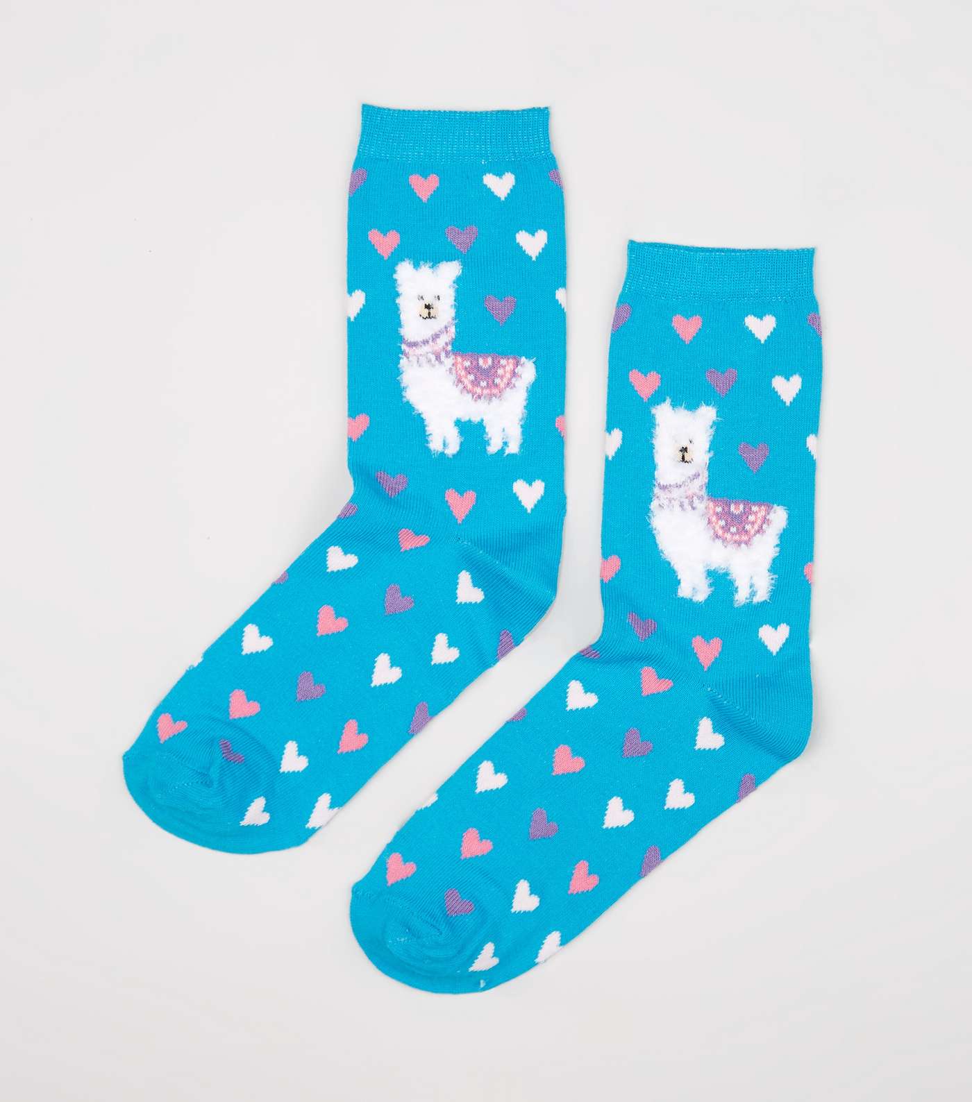Teal Llama Heart Socks