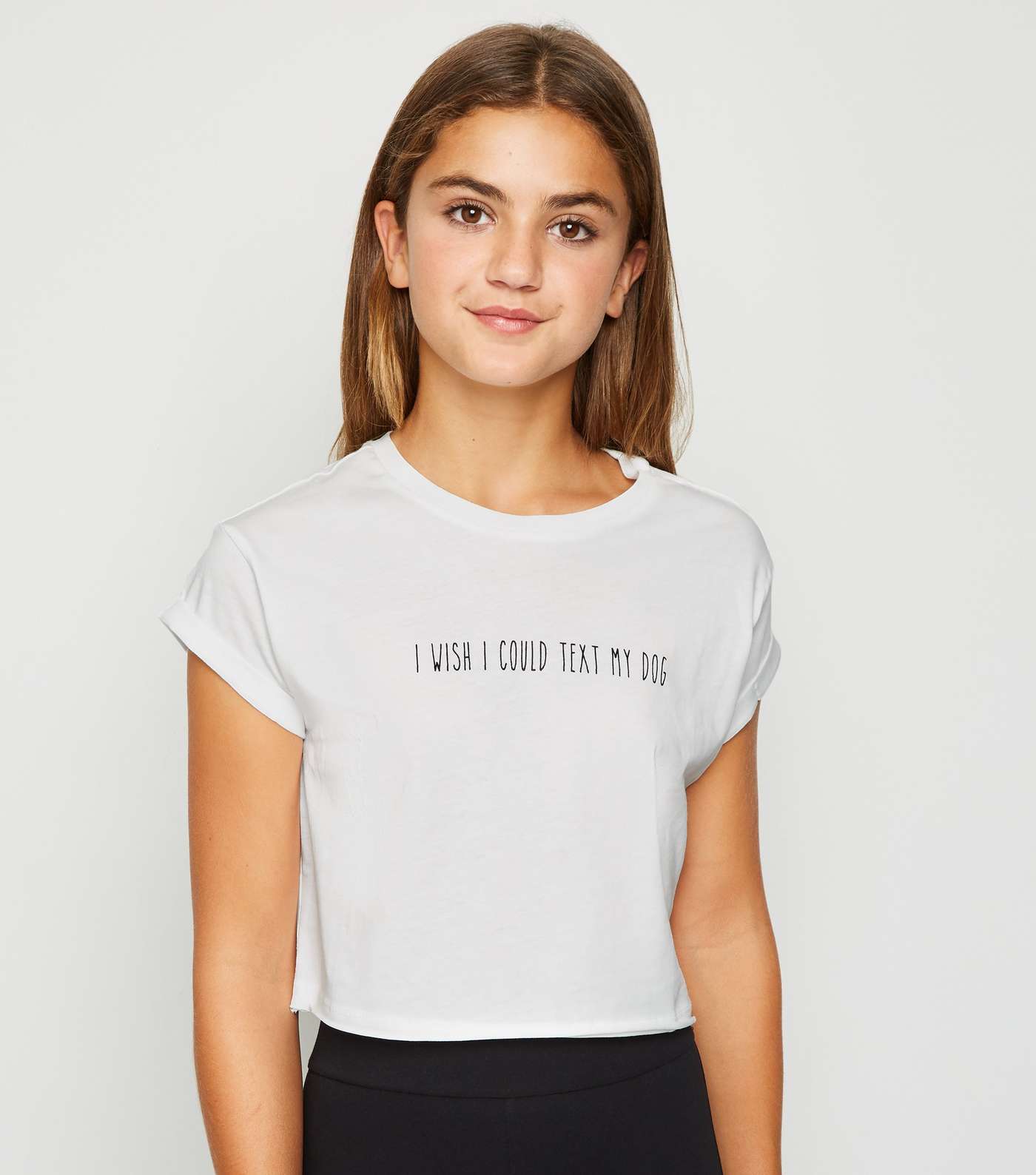 Girls White Text My Dog Slogan T-Shirt