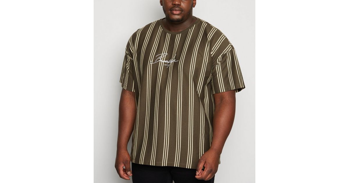 ukendt Alvorlig overførsel Plus Size Brown Vertical Stripe Brooklyn Slogan T-Shirt | New Look