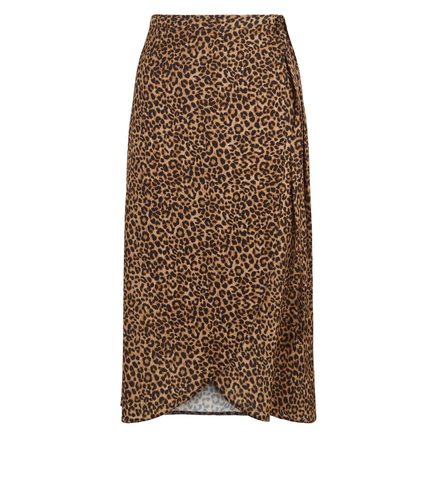 Petite Brown Leopard Print Wrap Midi Skirt  Image 4