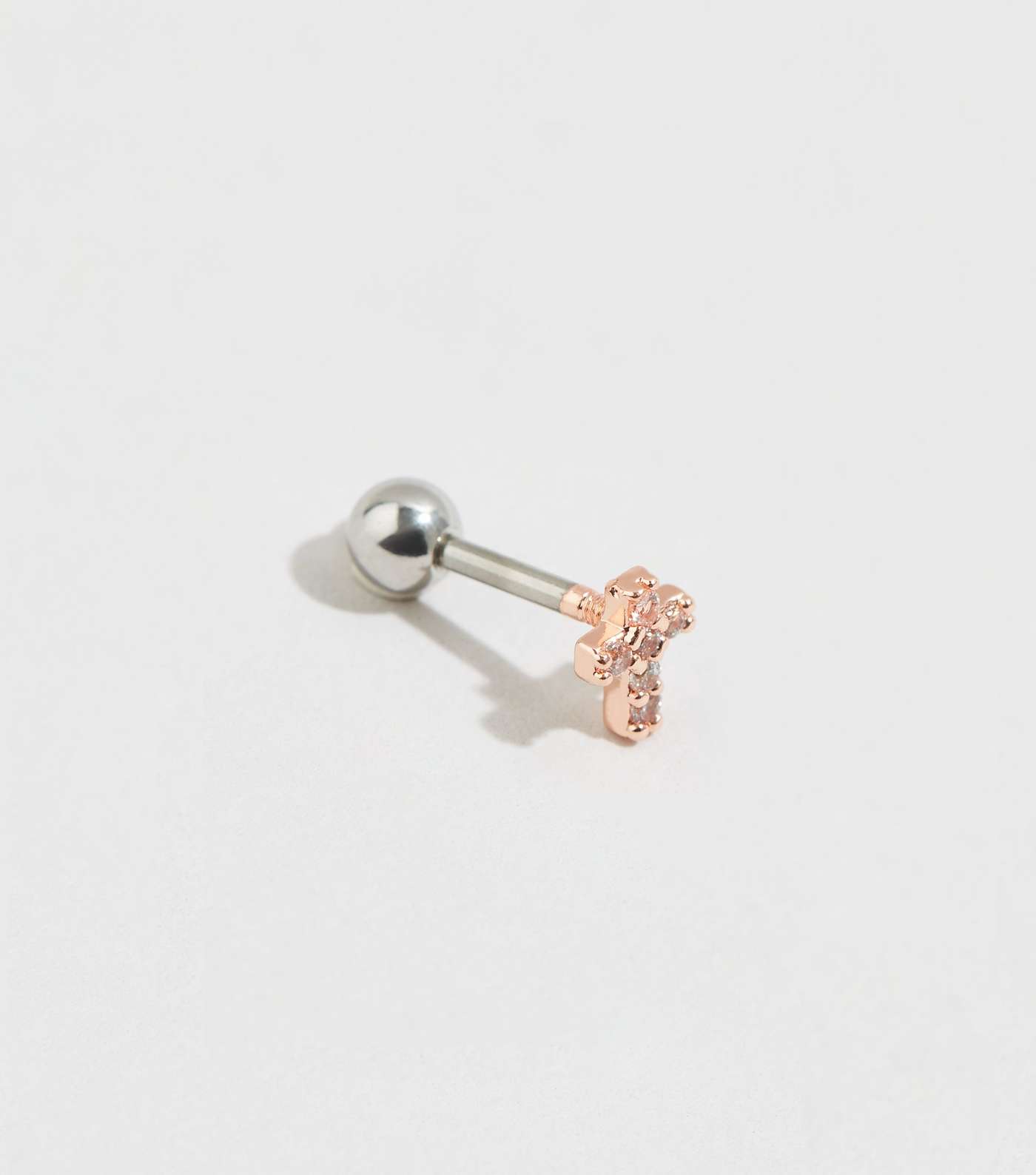 Rose Gold Diamanté Cross Stud Earring