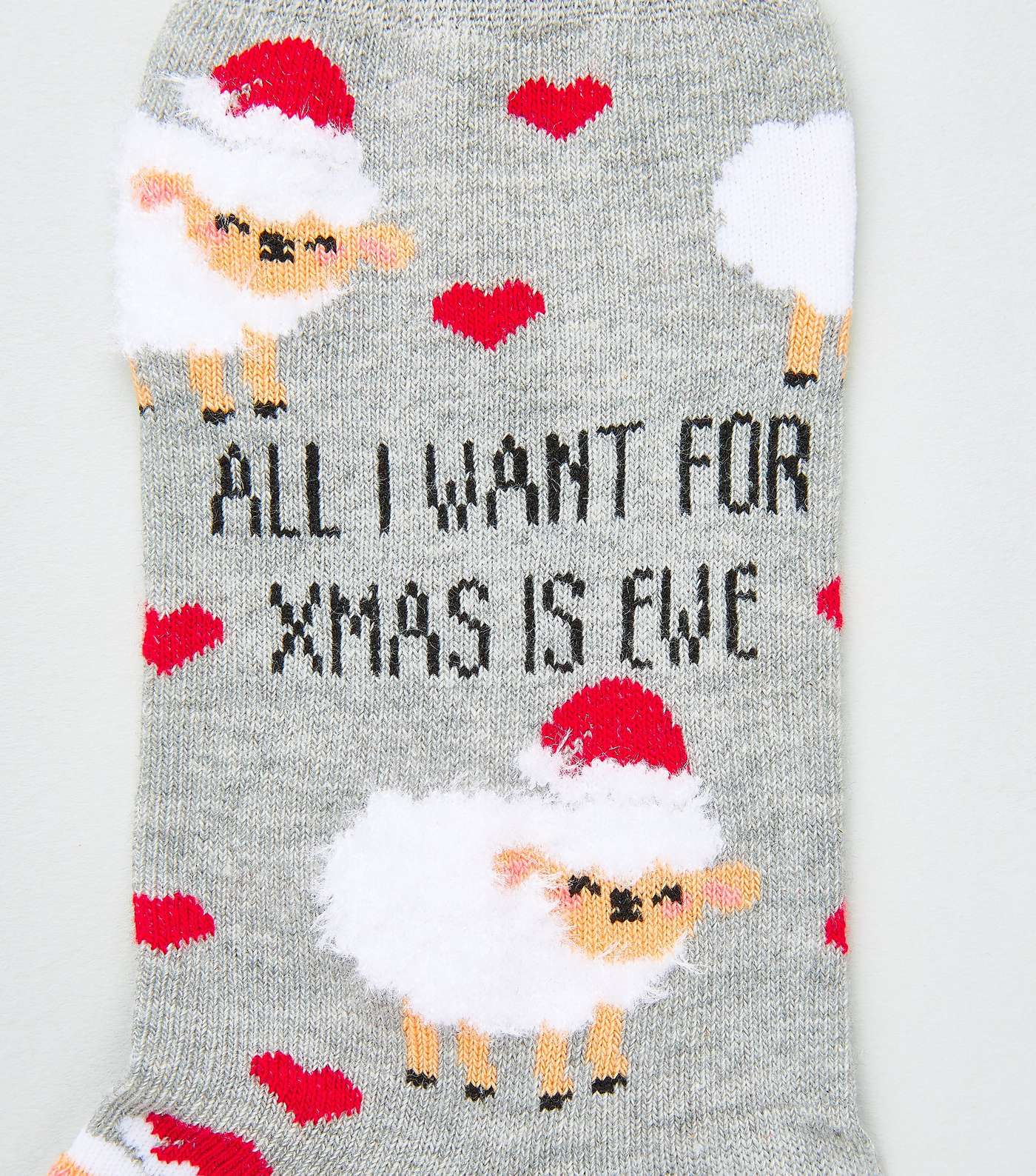 Grey Christmas Sheep Slogan Socks Image 3