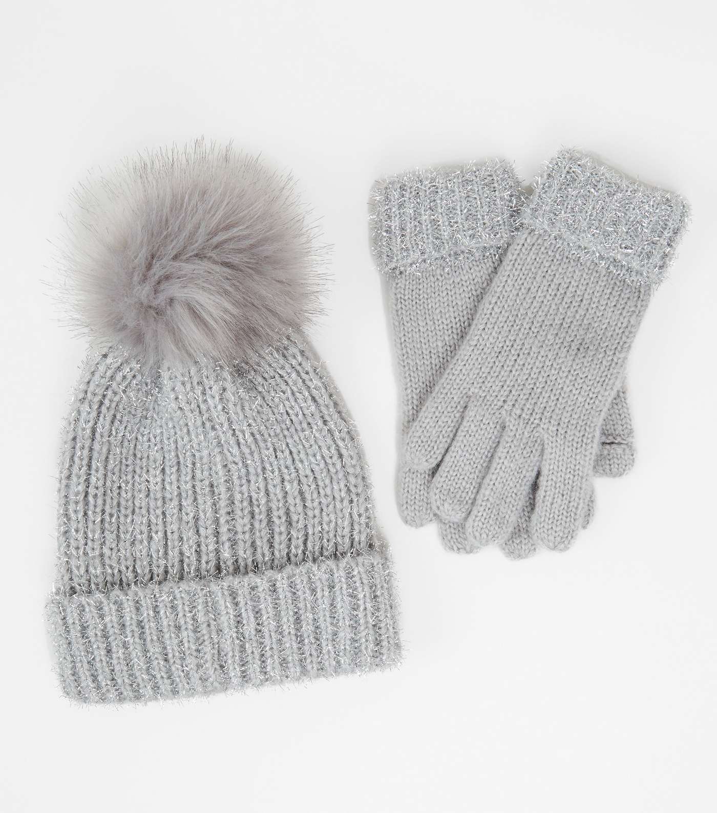 Silver Glitter Hat and Glove Gift Set  Image 4