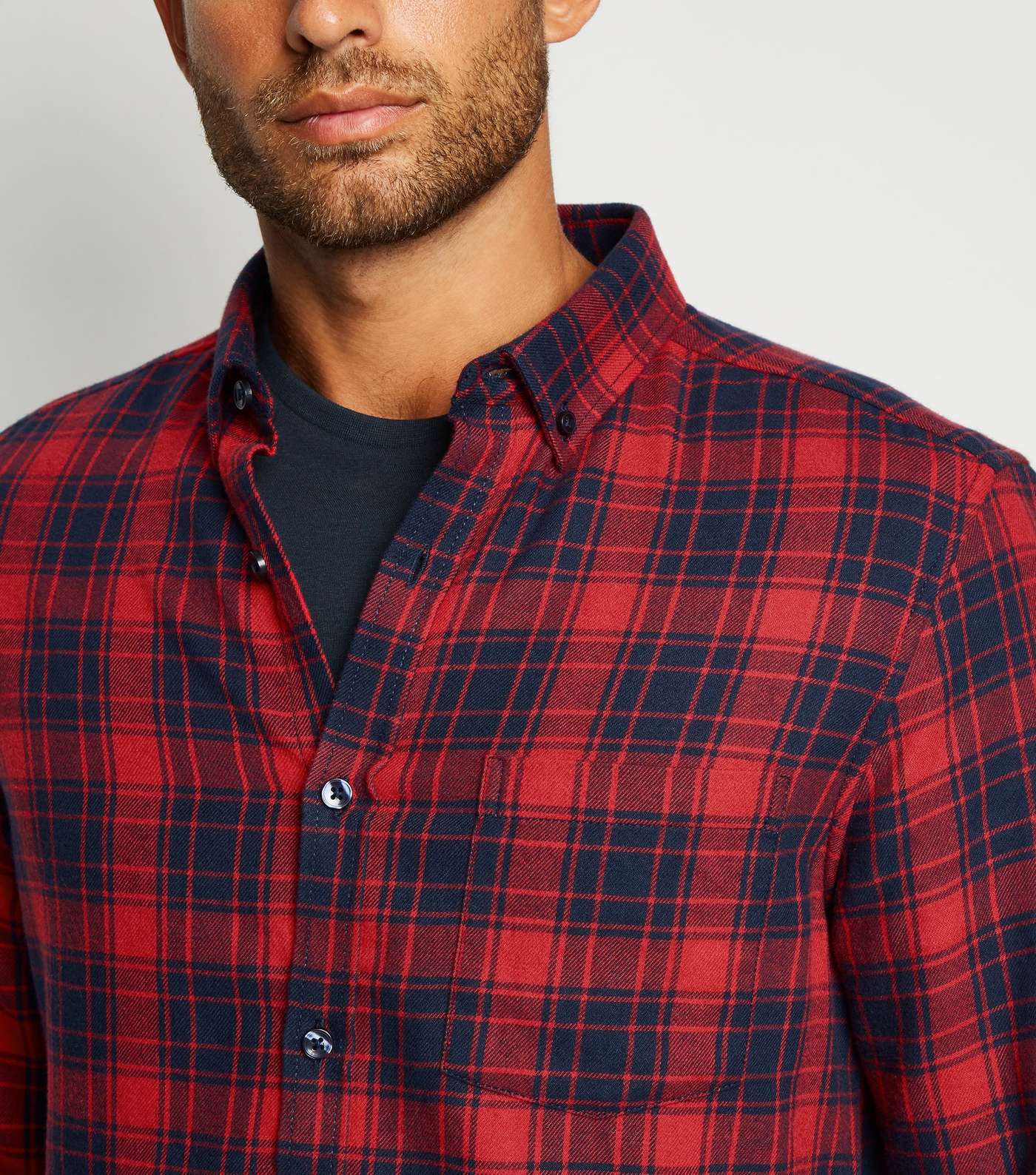 Red Check Long Sleeve Cotton Shirt Image 5