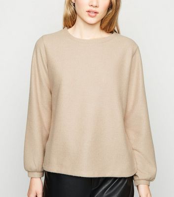 Ribbed balloon sleeve on sale sweater