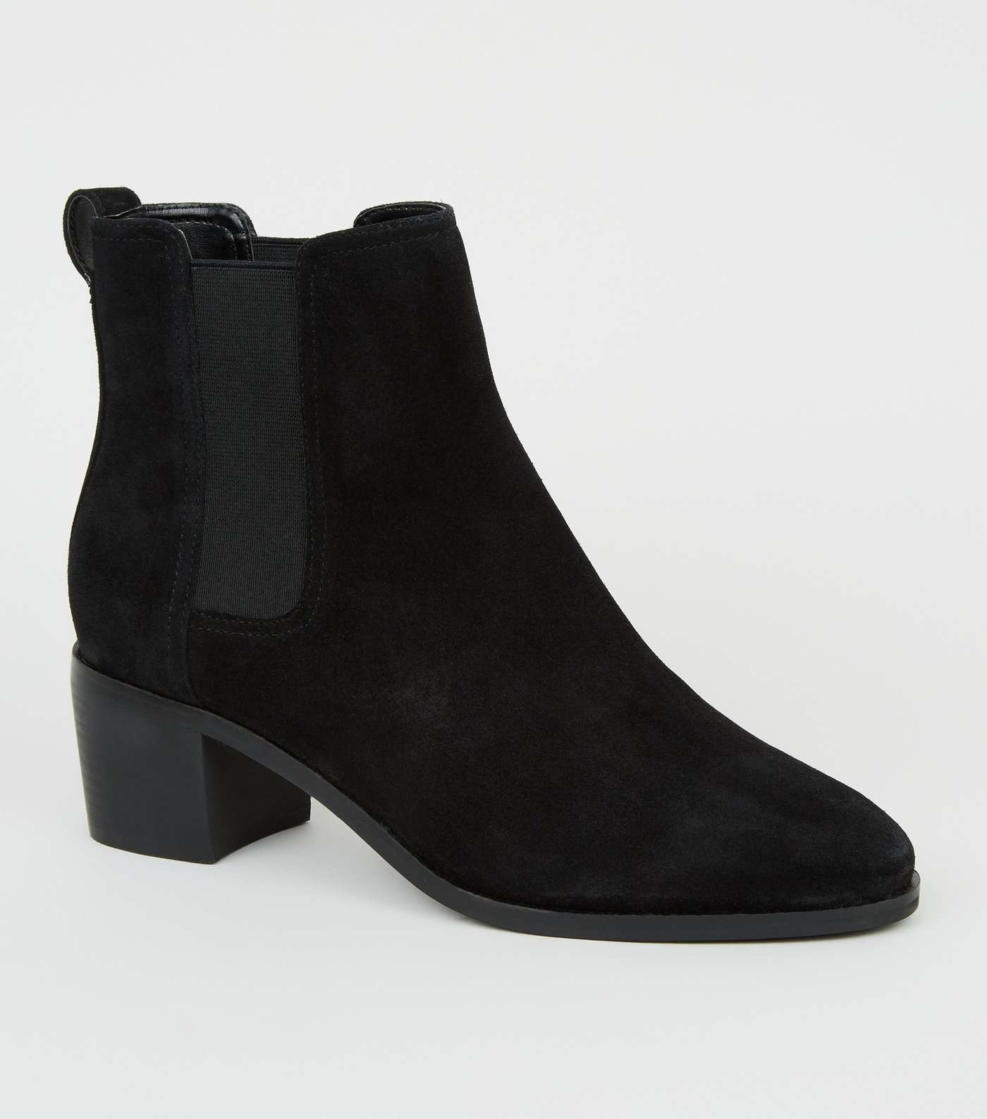 Black Suede Heeled Chelsea Boots