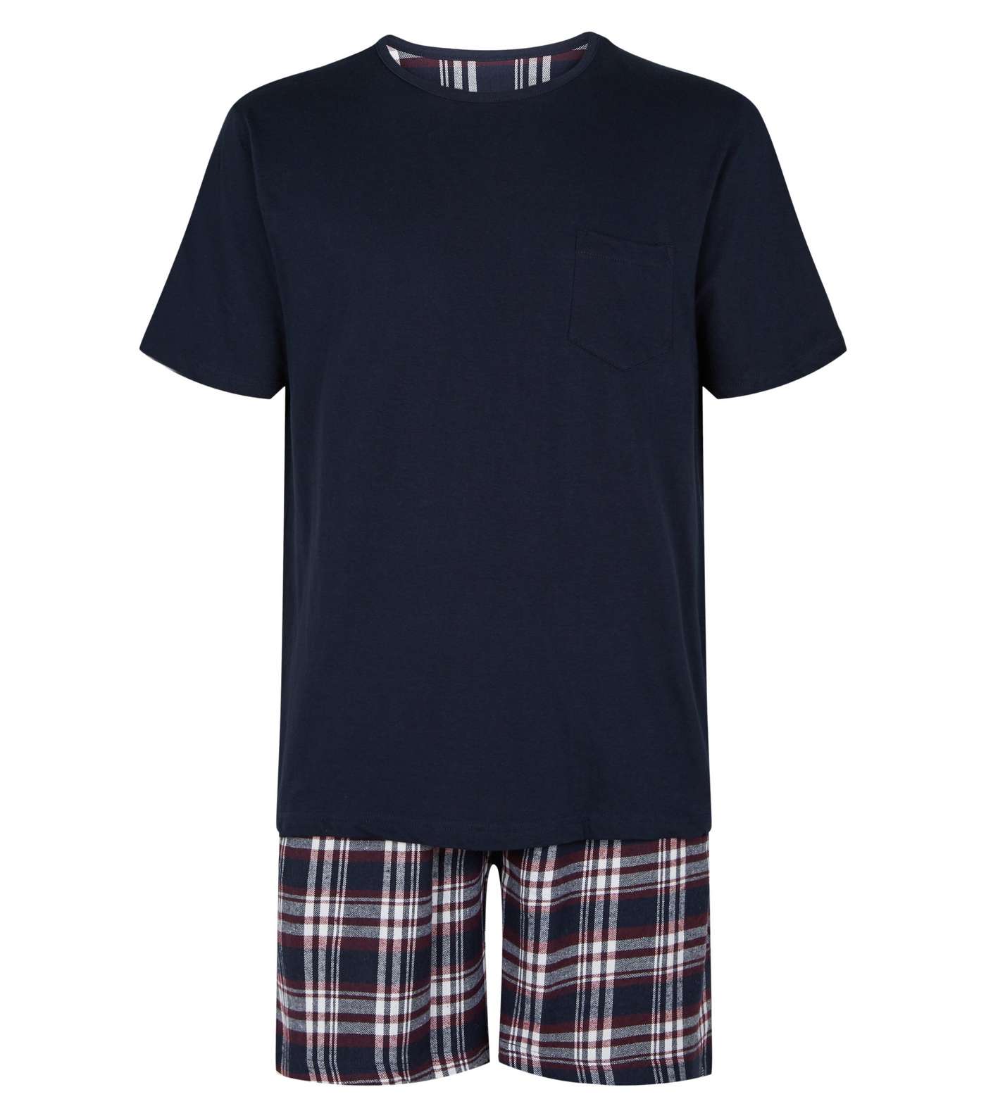 Navy Check Short Pyjama Set Image 4