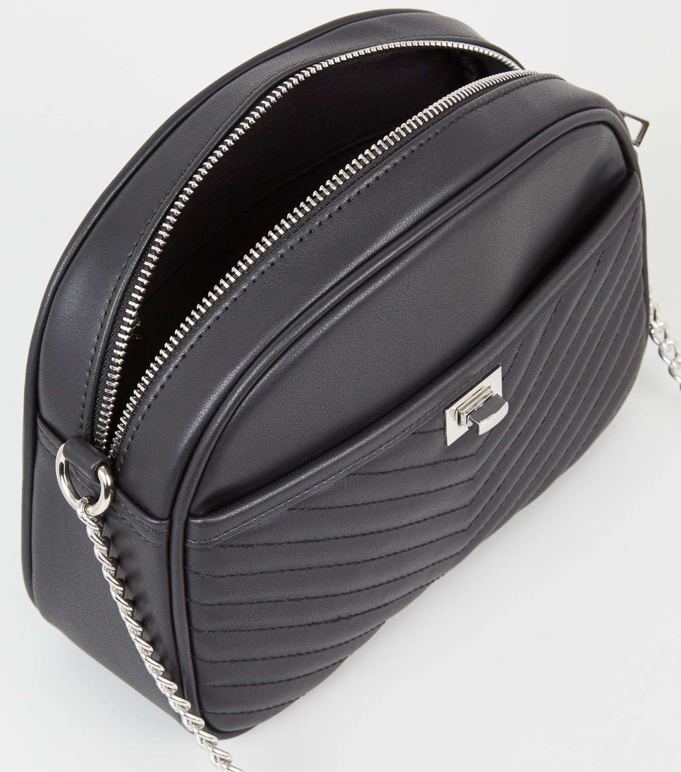 Black Chevron Quilted Shoulder Bag Image 4