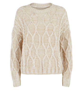 stone cable knit jumper