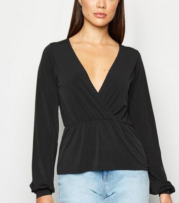 new look black peplum top