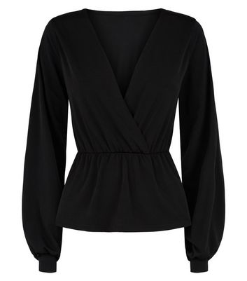 Carpe Diem Black Long Sleeve Peplum Top 