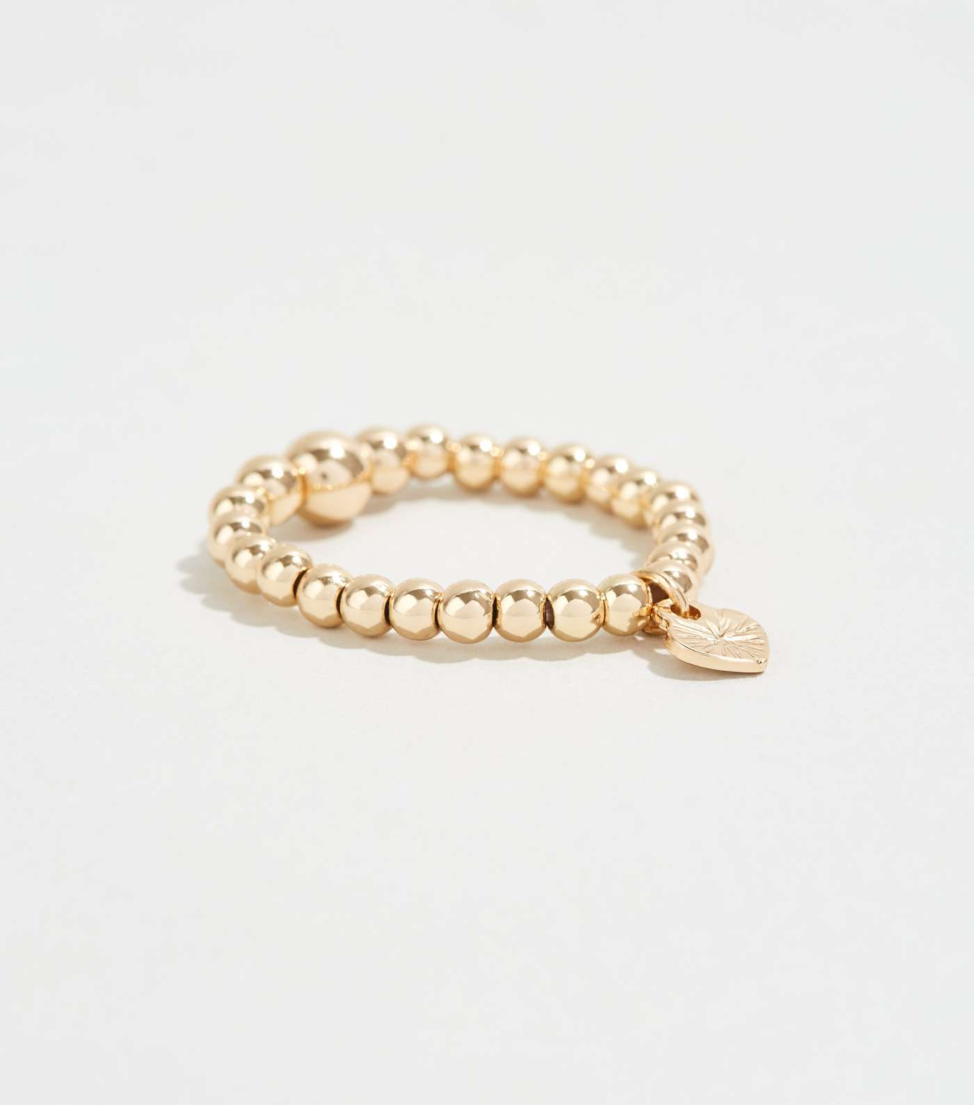 Gold Bead Stretch Heart Ring