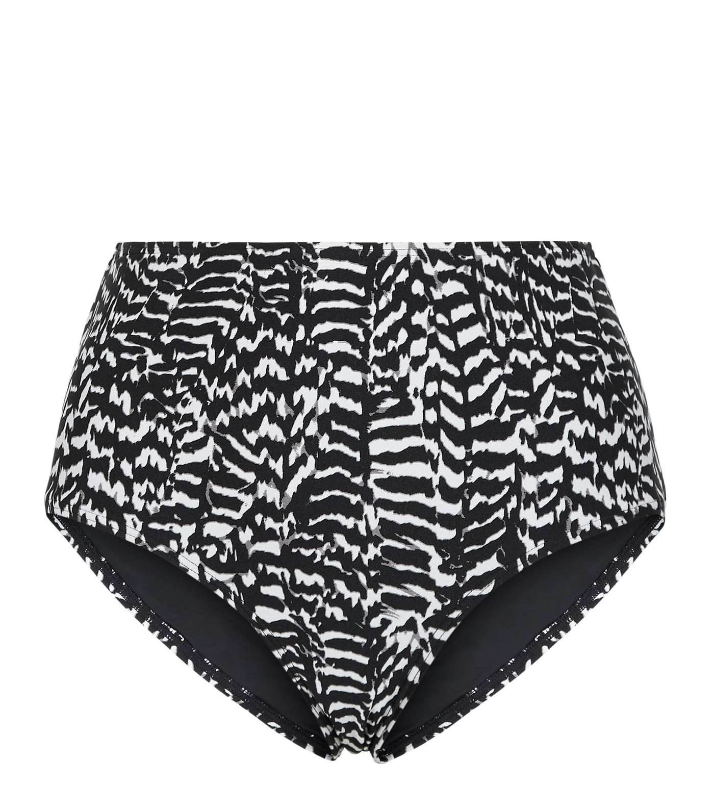 Black Zebra Print High Waist Bikini Bottoms Image 3