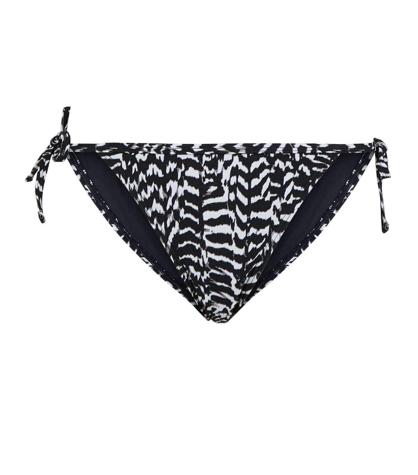 Black Zebra Print Tie Side Bikini Bottoms Image 3