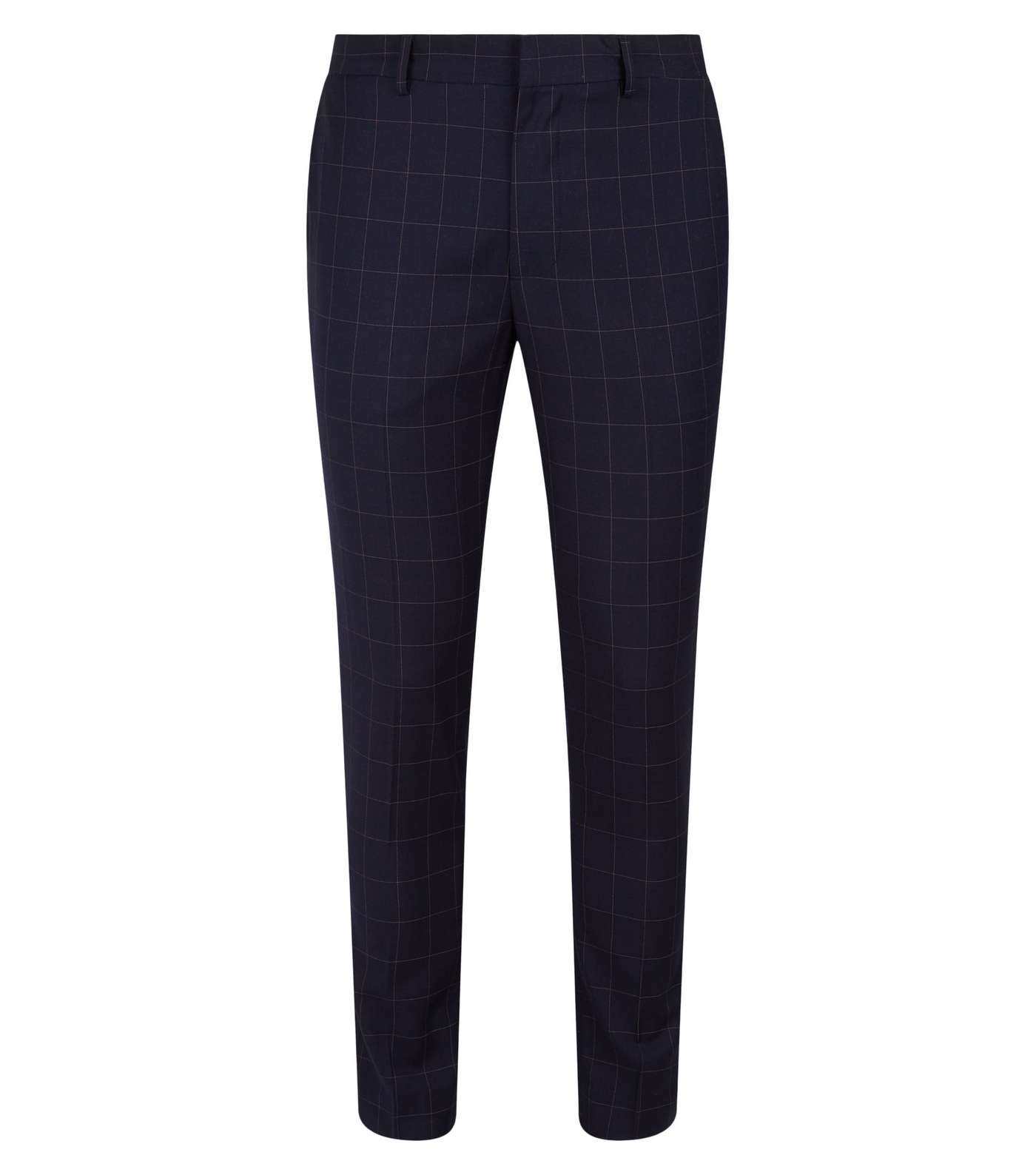 Navy Grid Check Suit Trousers Image 4