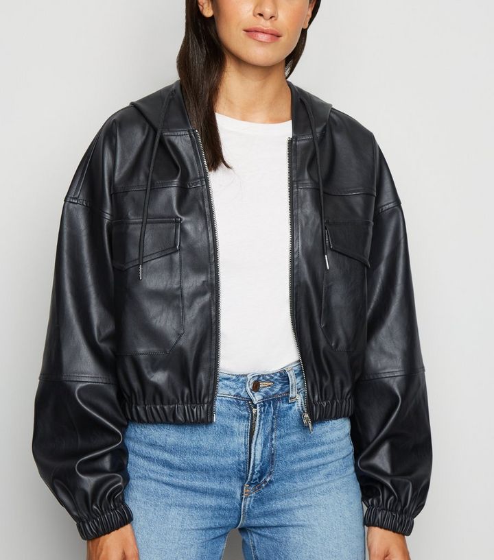 Cameo Rose Black Leather Look Hooded Jacket Add To Saved Items Remove From
