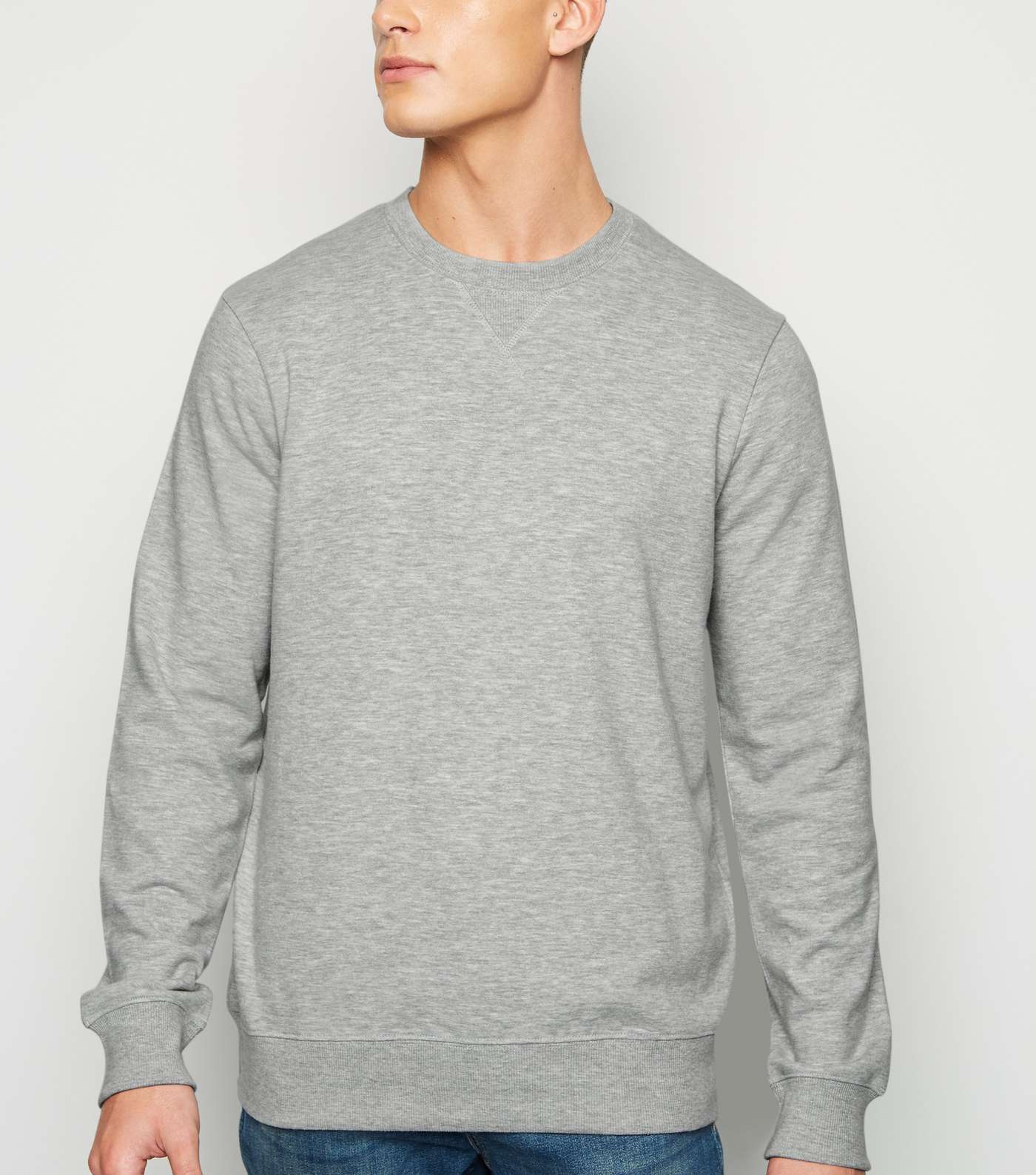 Grey Marl Plain Crew Sweatshirt
