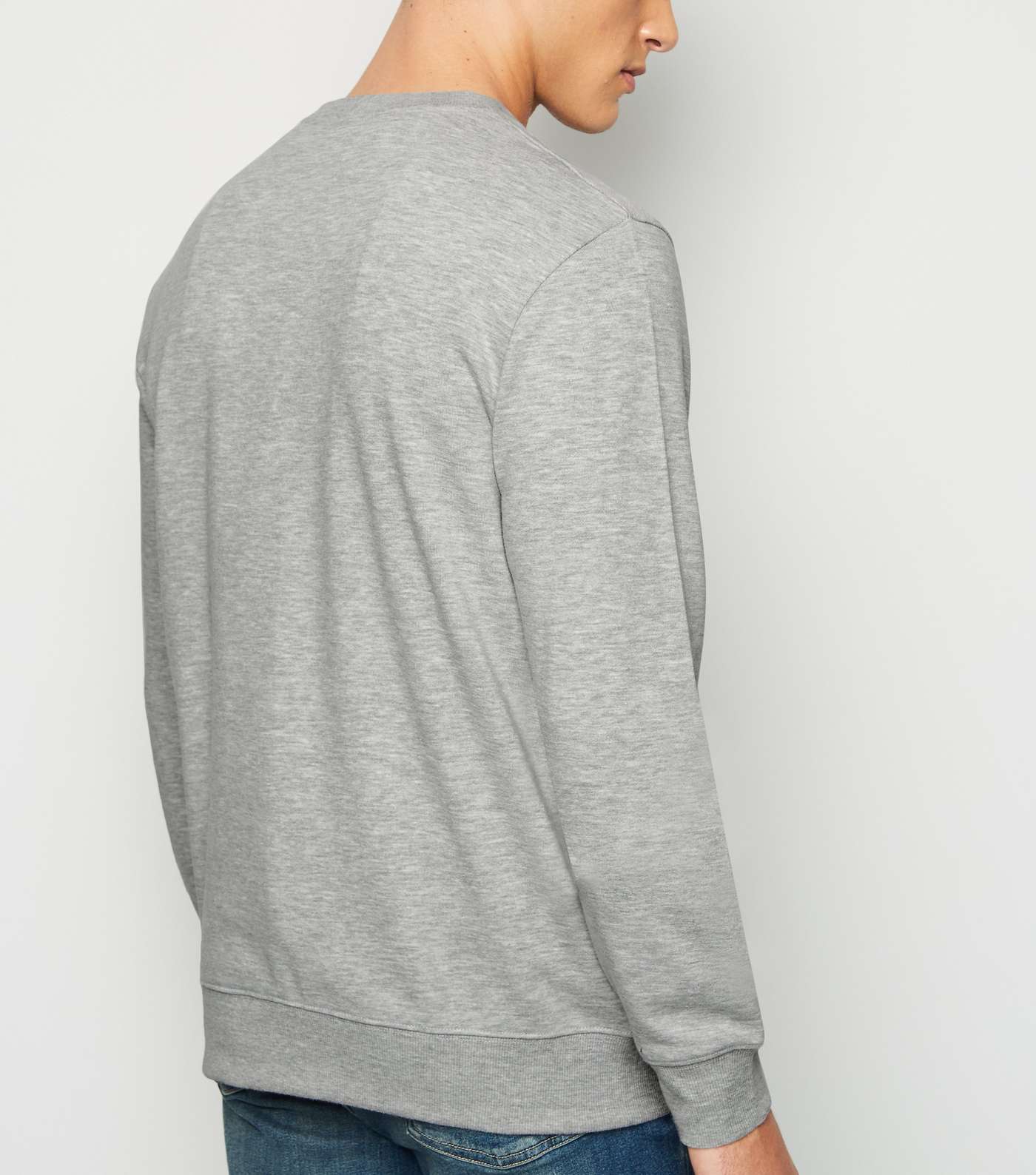 Grey Marl Plain Crew Sweatshirt Image 3