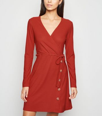 side button wrap dress