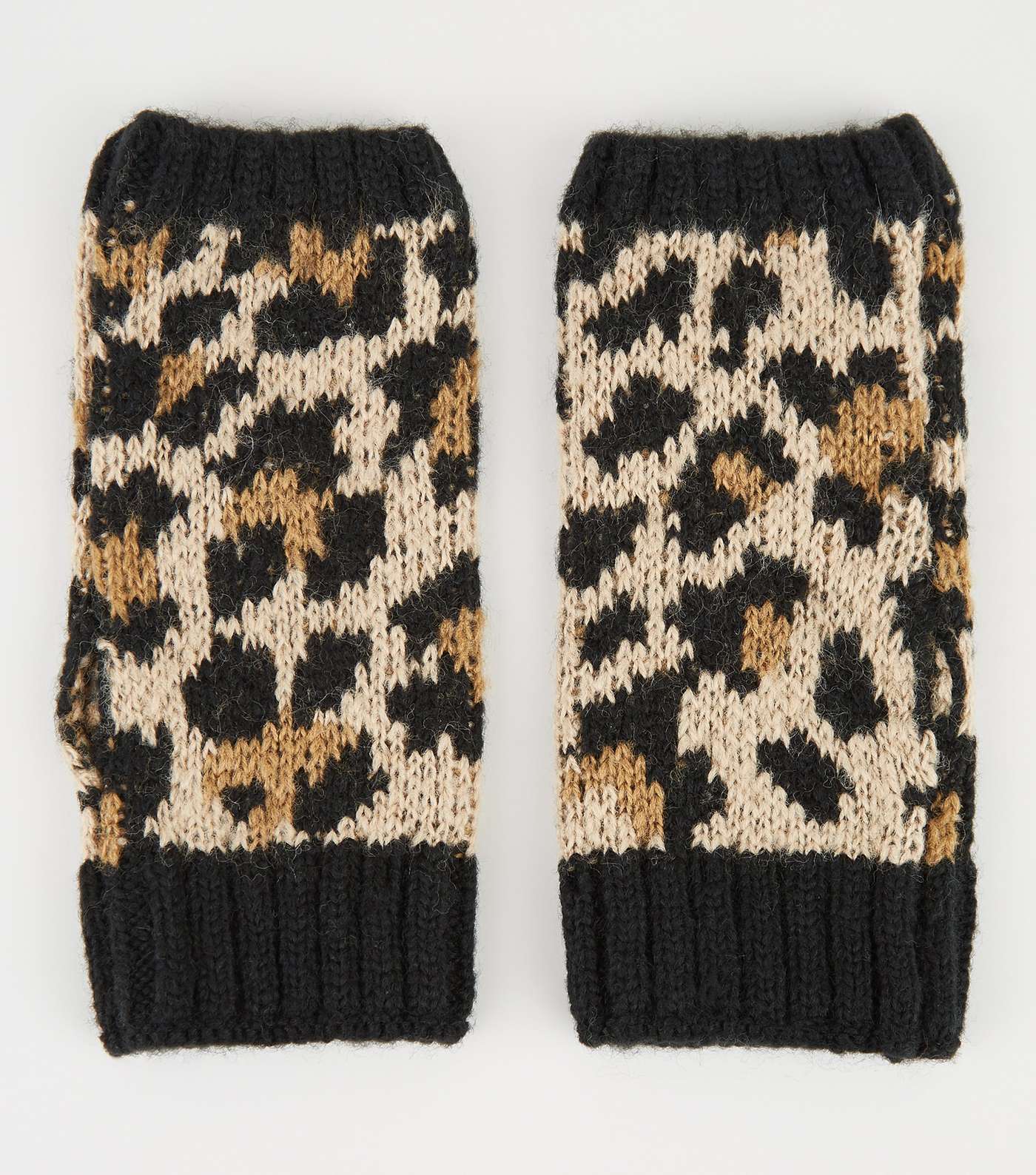 Brown Leopard Print Knit Arm Warmers
