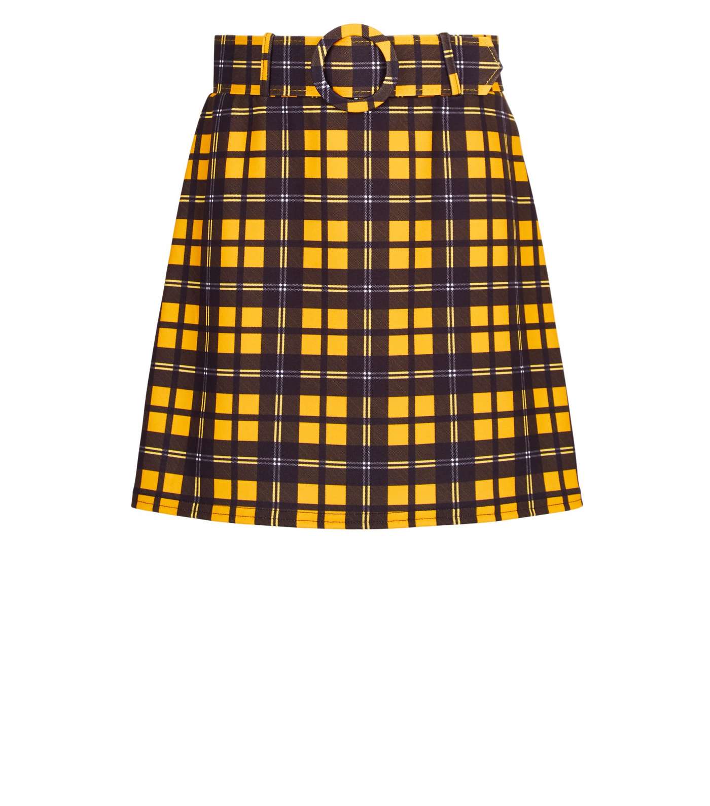 Girls Black Check Scuba Belted Mini Skirt Image 4