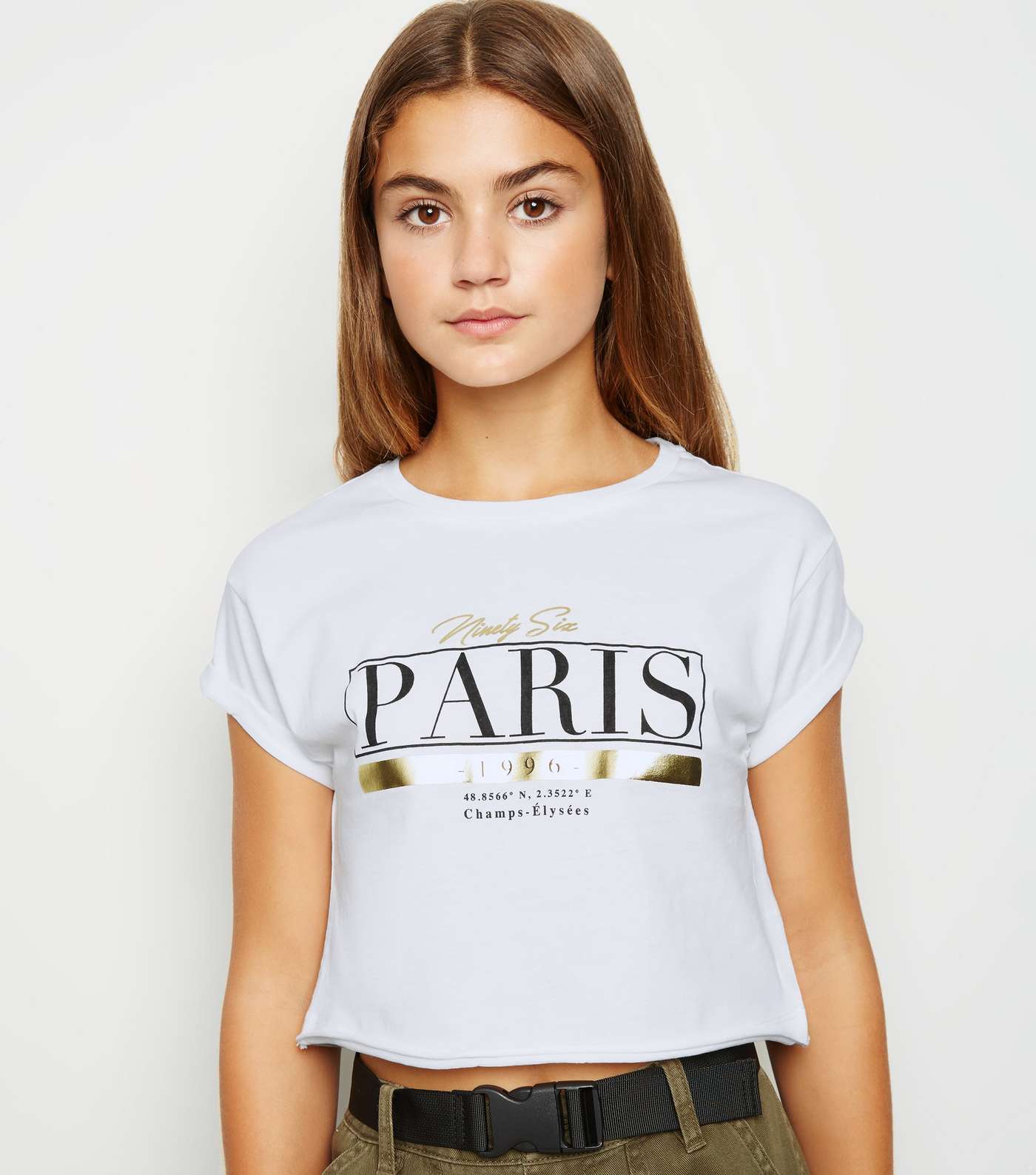 Girls White Paris Metallic Slogan T-Shirt