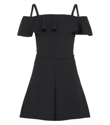 black frill sleeve tie back playsuit