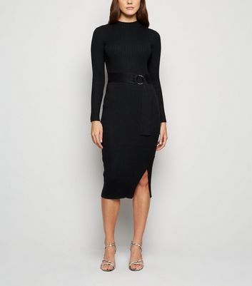 new look black ribbed dress