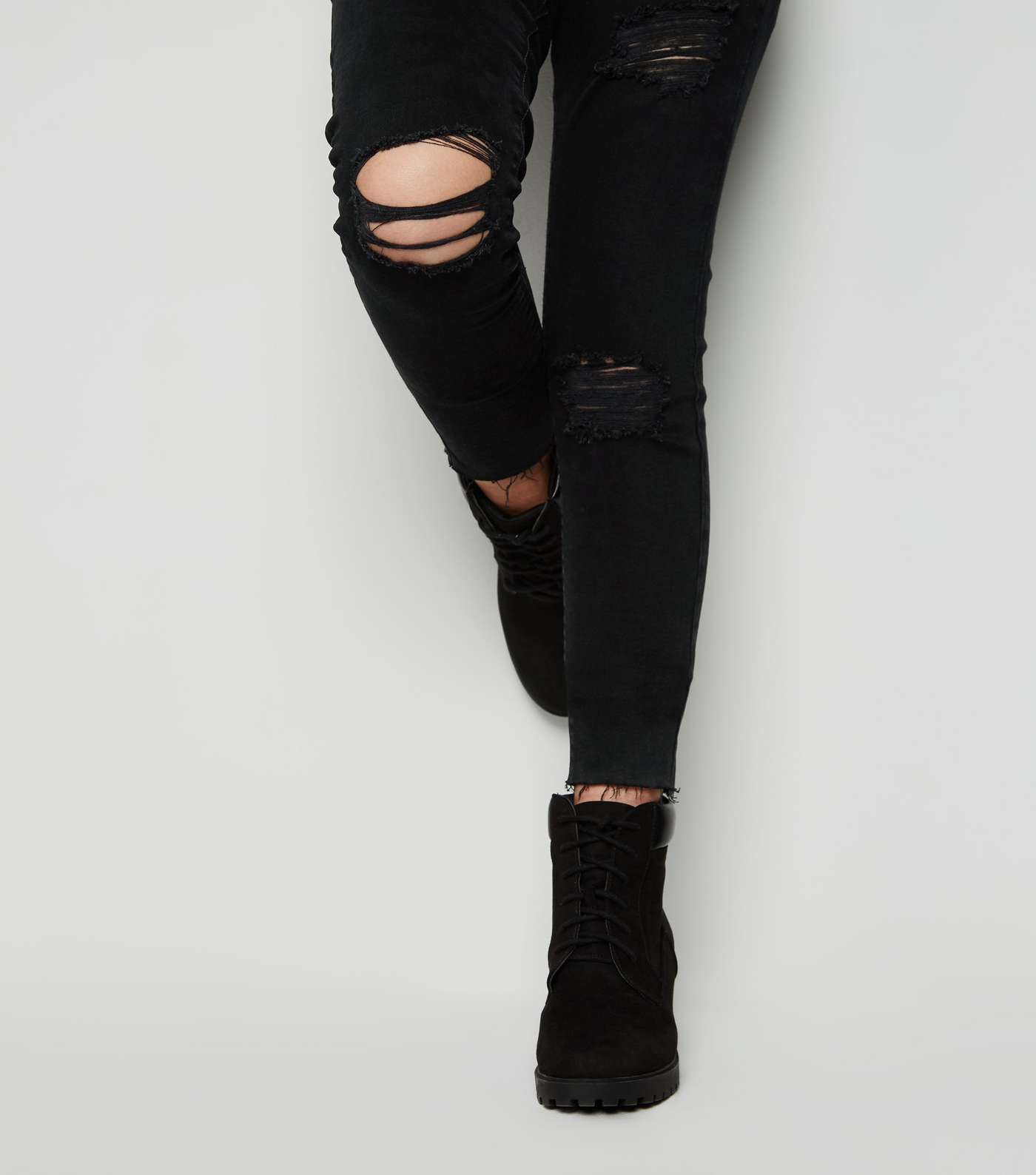 Girls Black Ripped Jenna Skinny Jeans Image 5