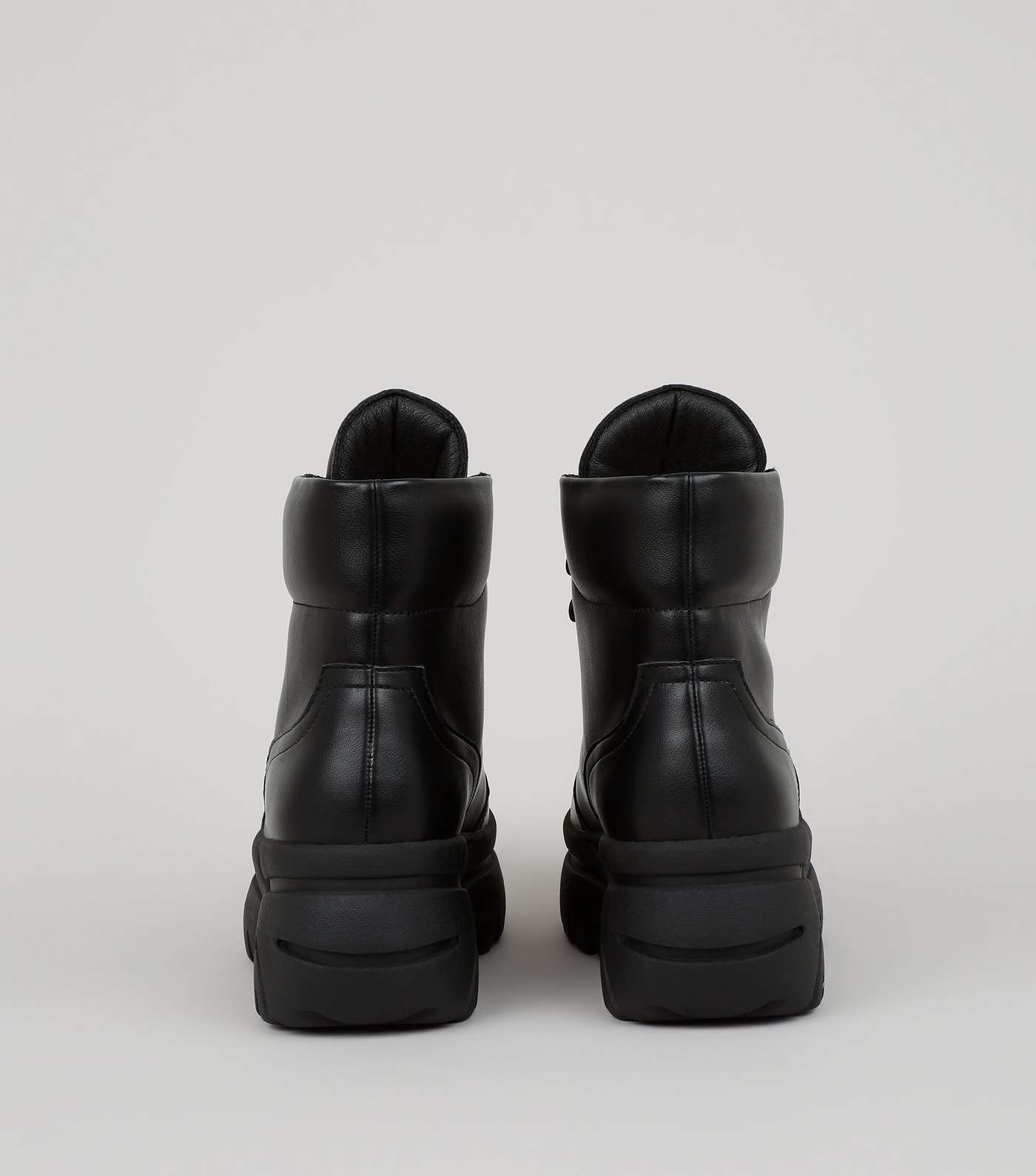 Black Chunky Flatform Lace-Up Boots Image 3
