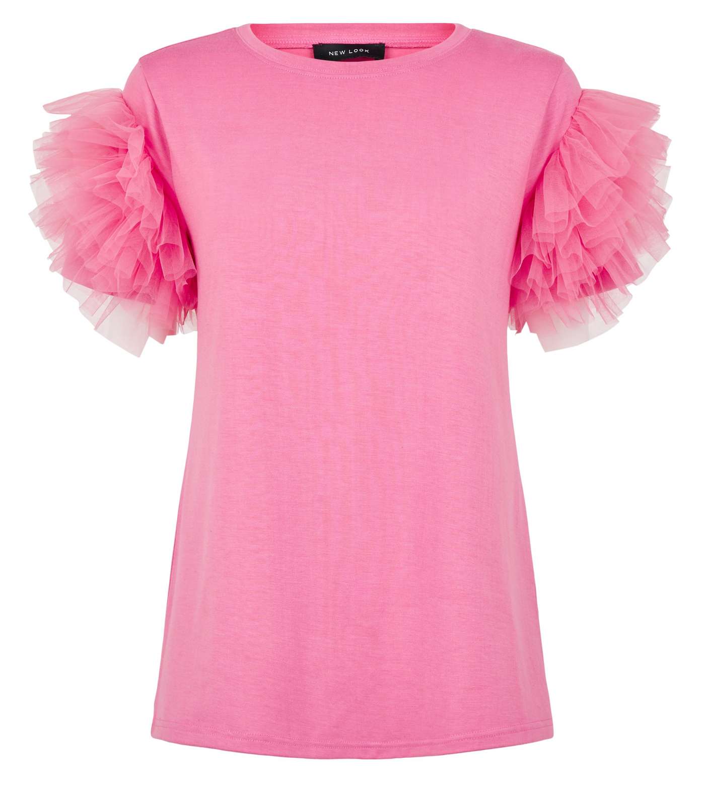 Mid Pink Mesh Ruffle Sleeve T-Shirt Image 4