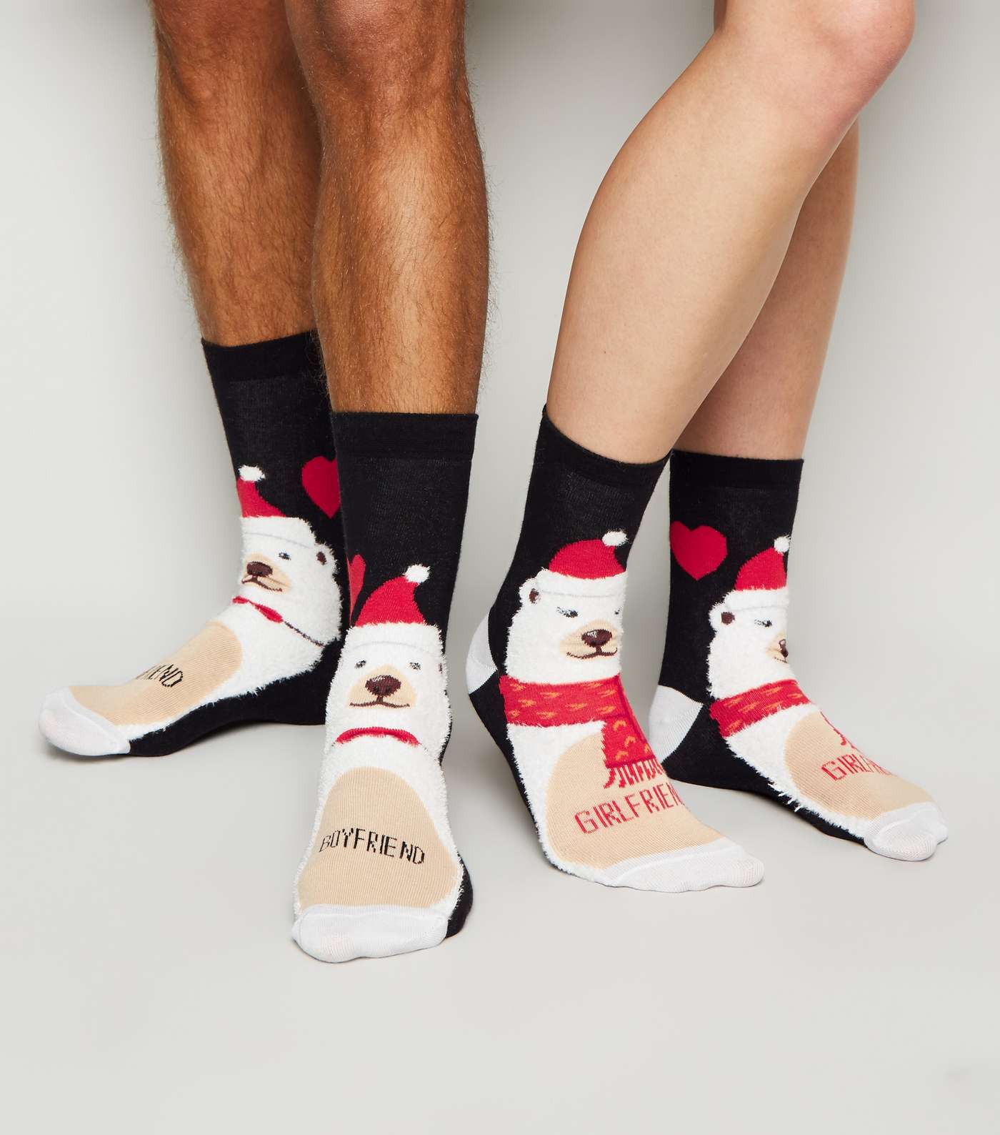 2 Pack Black Christmas His and Hers Socks Image 2
