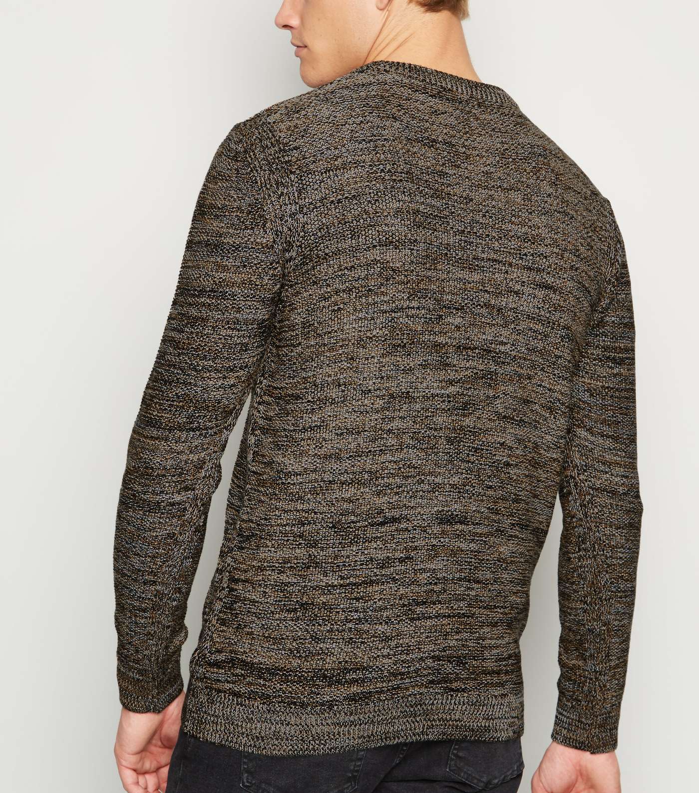 Brown Space Dye Knit Crew Neck Jumper Image 3
