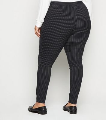 black pinstripe skinny trousers