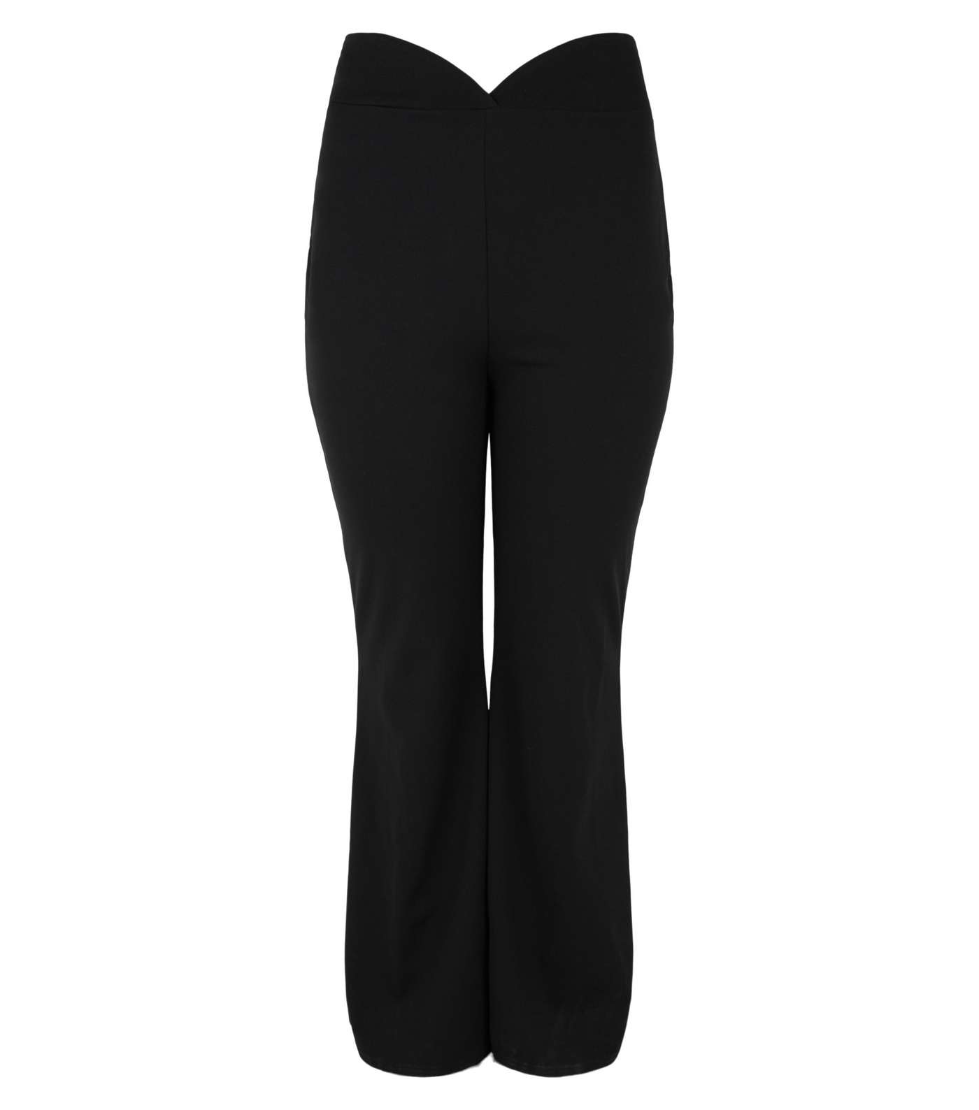 Just Curvy Black High Waist Flared Trousers Image 4