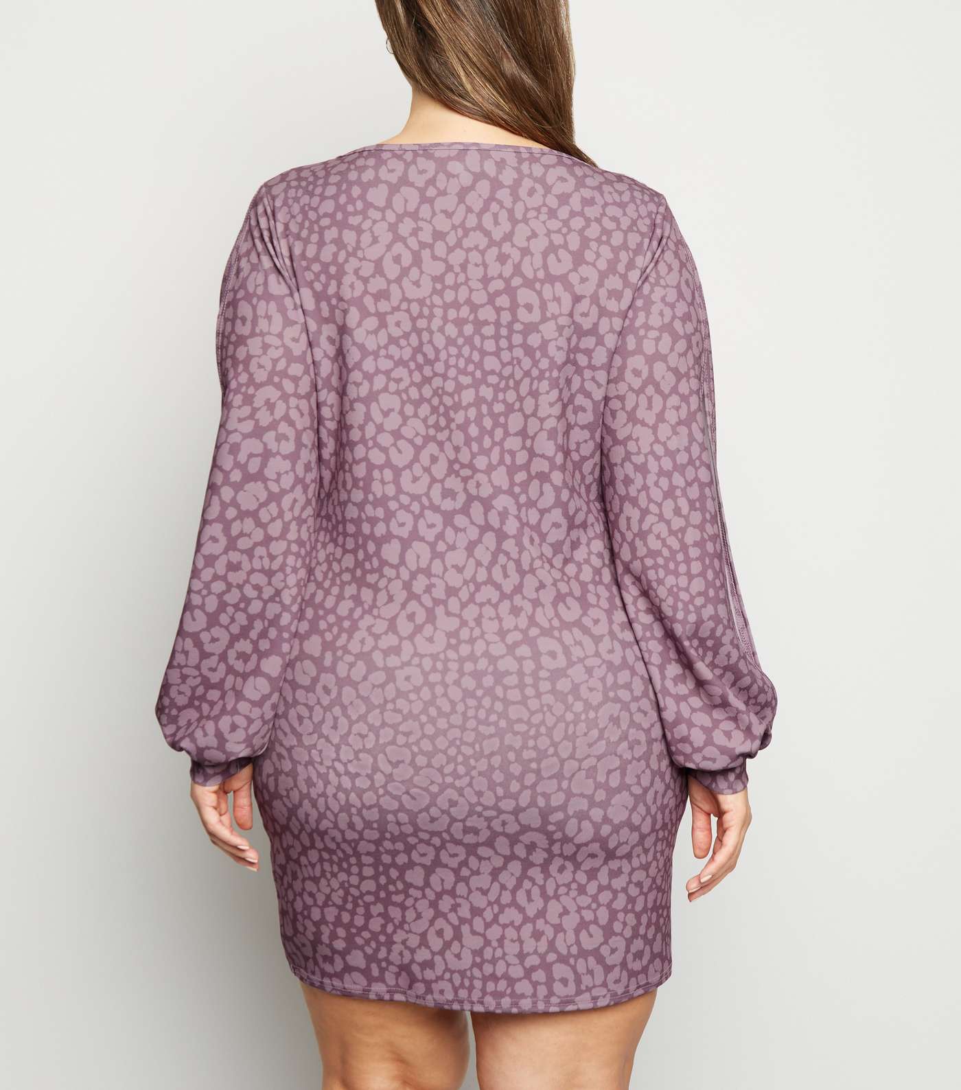 Just Curvy Purple Leopard Print Bodycon Dress Image 5