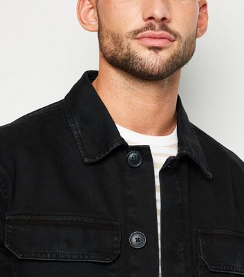 Image of Black Utility Denim Jacket New Look