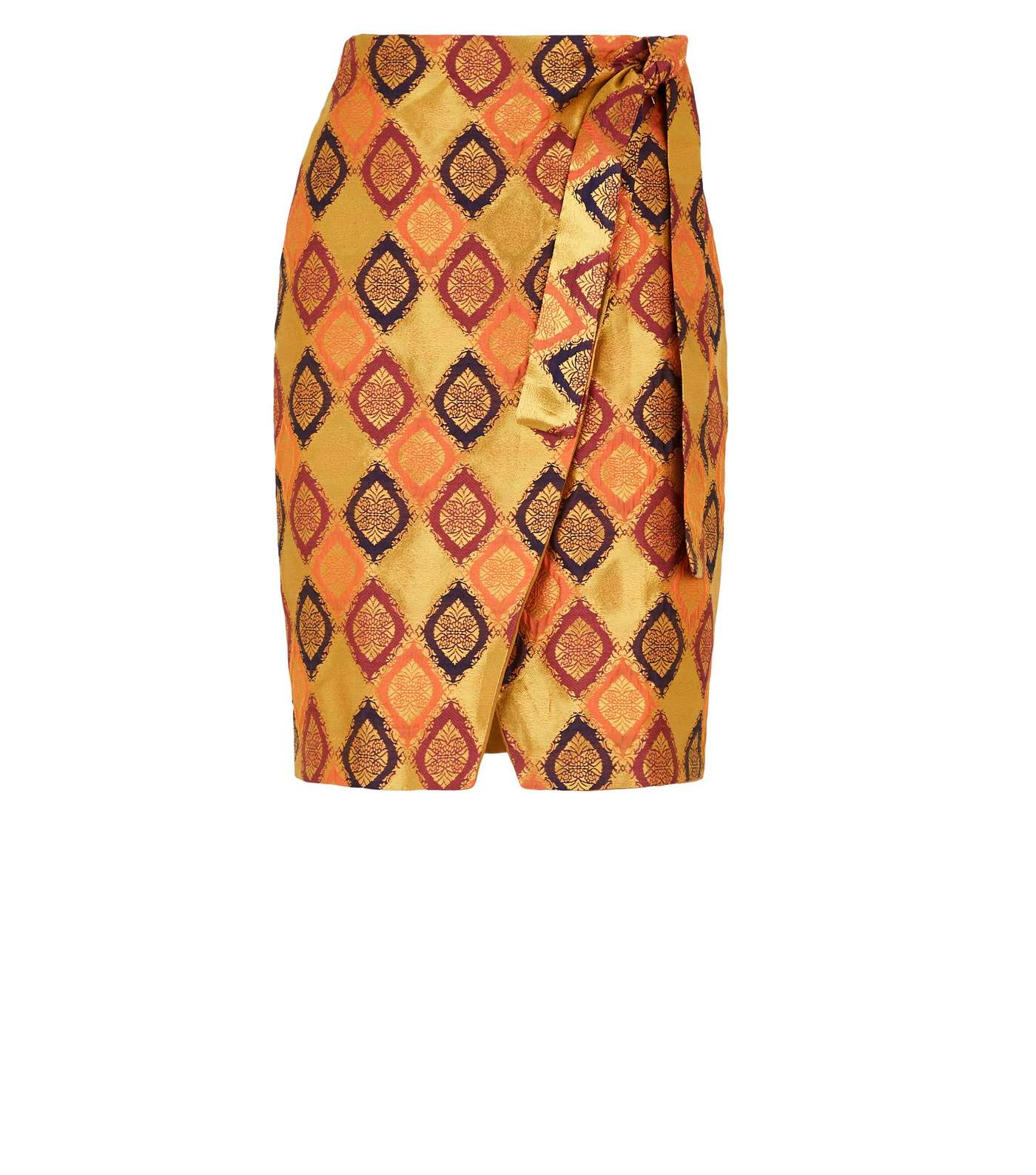 Nesavaali Orange Metallic Jacquard Mini Skirt Image 4