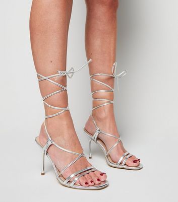 silver heels tie up