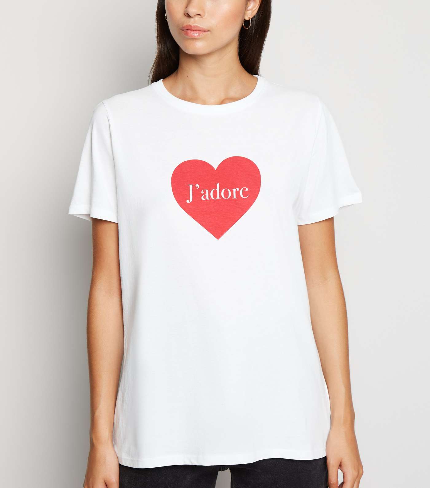 White J'Adore Heart Slogan T-Shirt