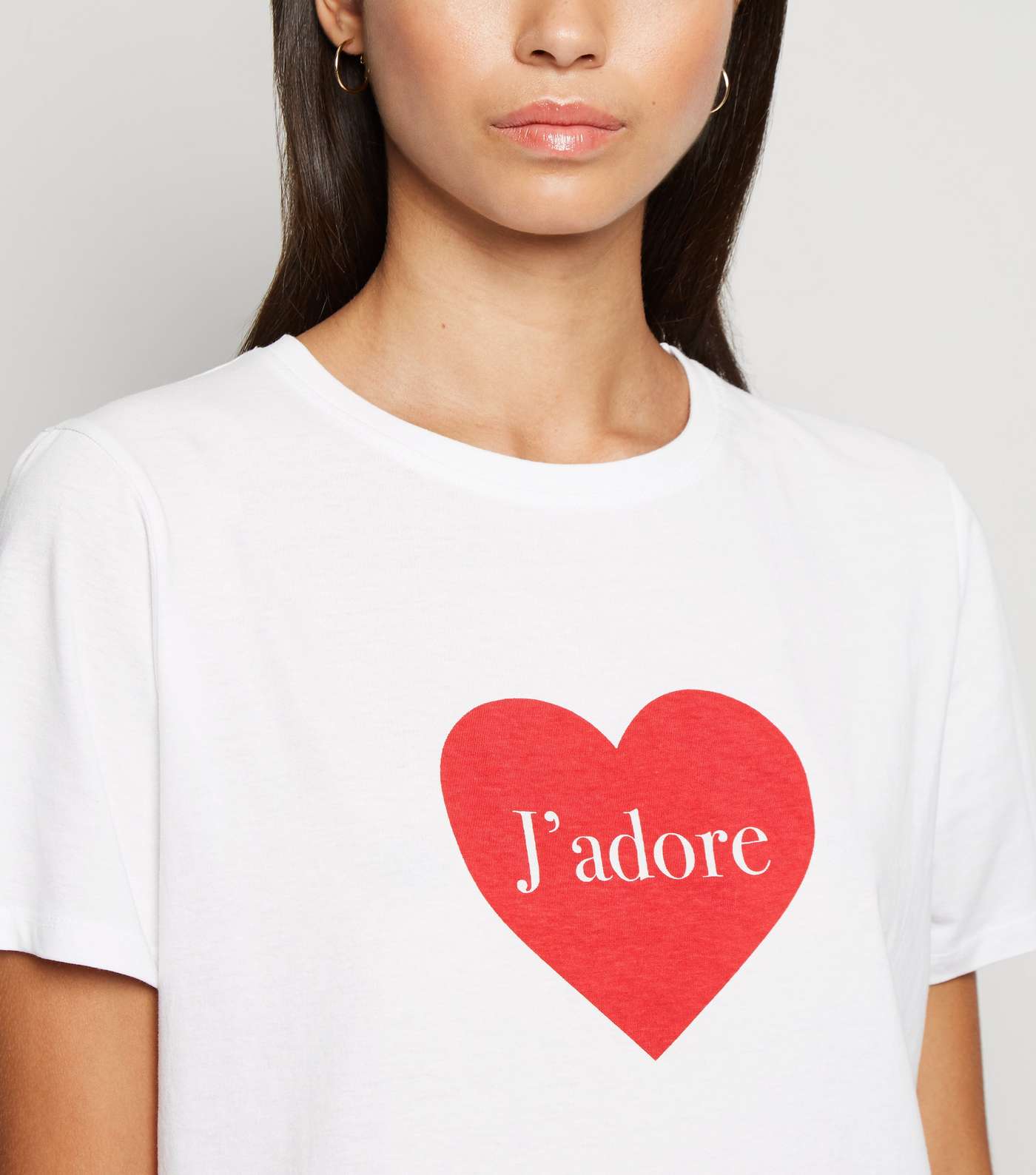 White J'Adore Heart Slogan T-Shirt Image 5
