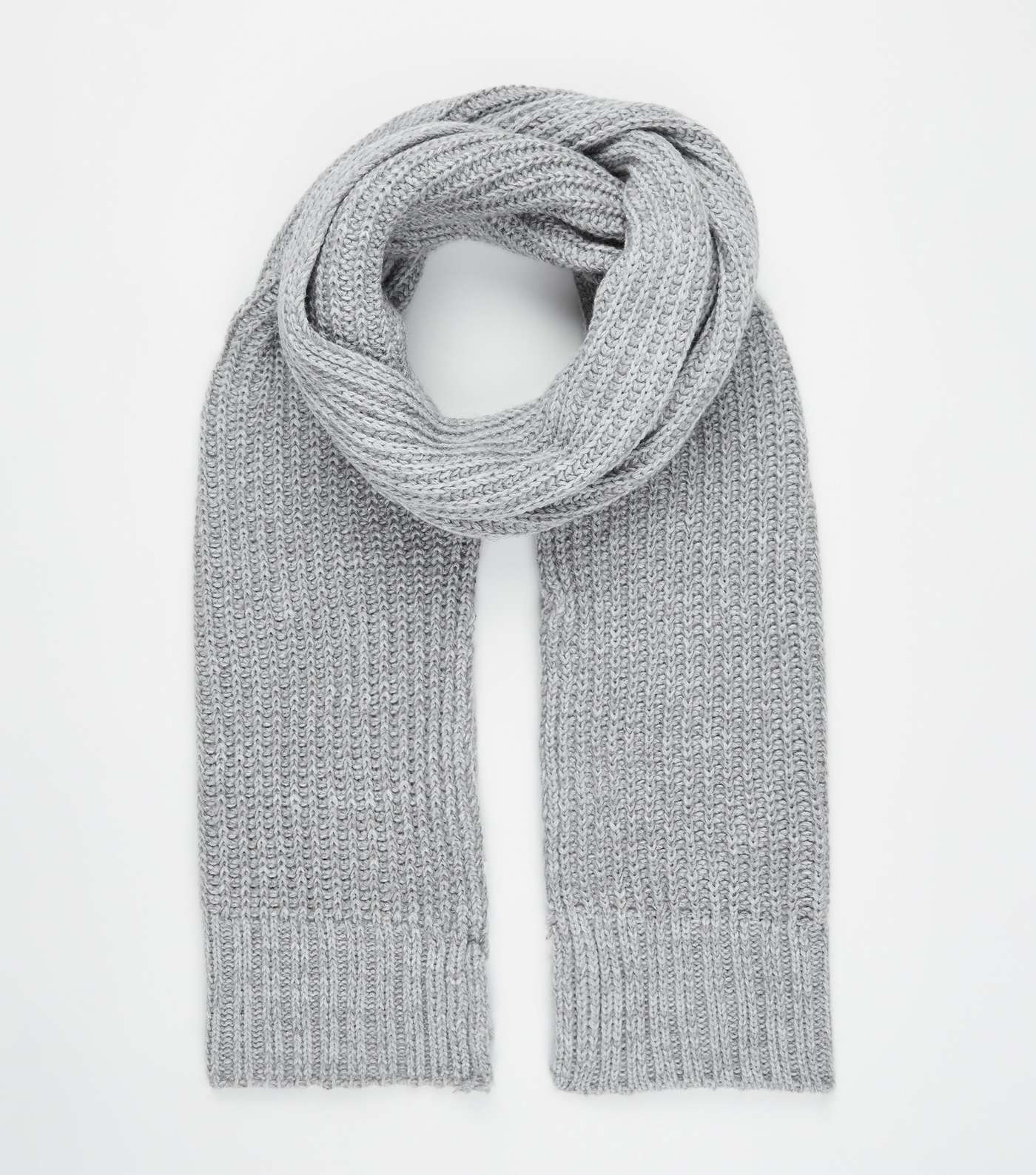 Pale Grey Chunky Knit Scarf 