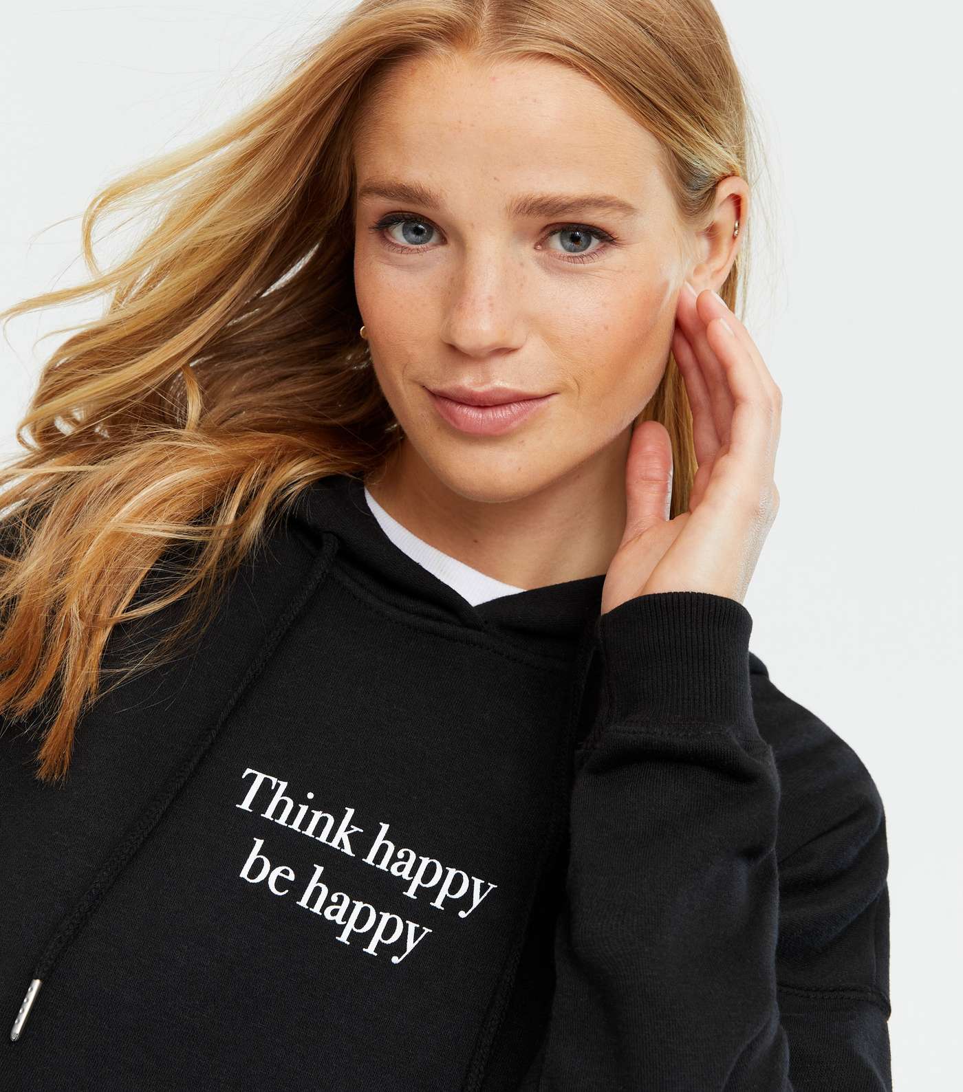 Black Think Happy Logo Hoodie