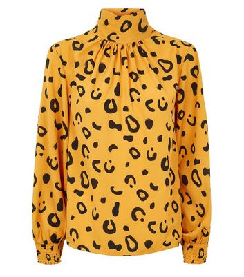 yellow animal print blouse