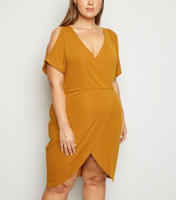 mustard wrap dress