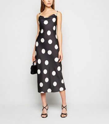 polka dot satin slip dress