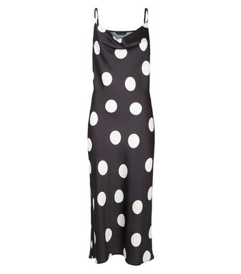 polka dot satin slip dress