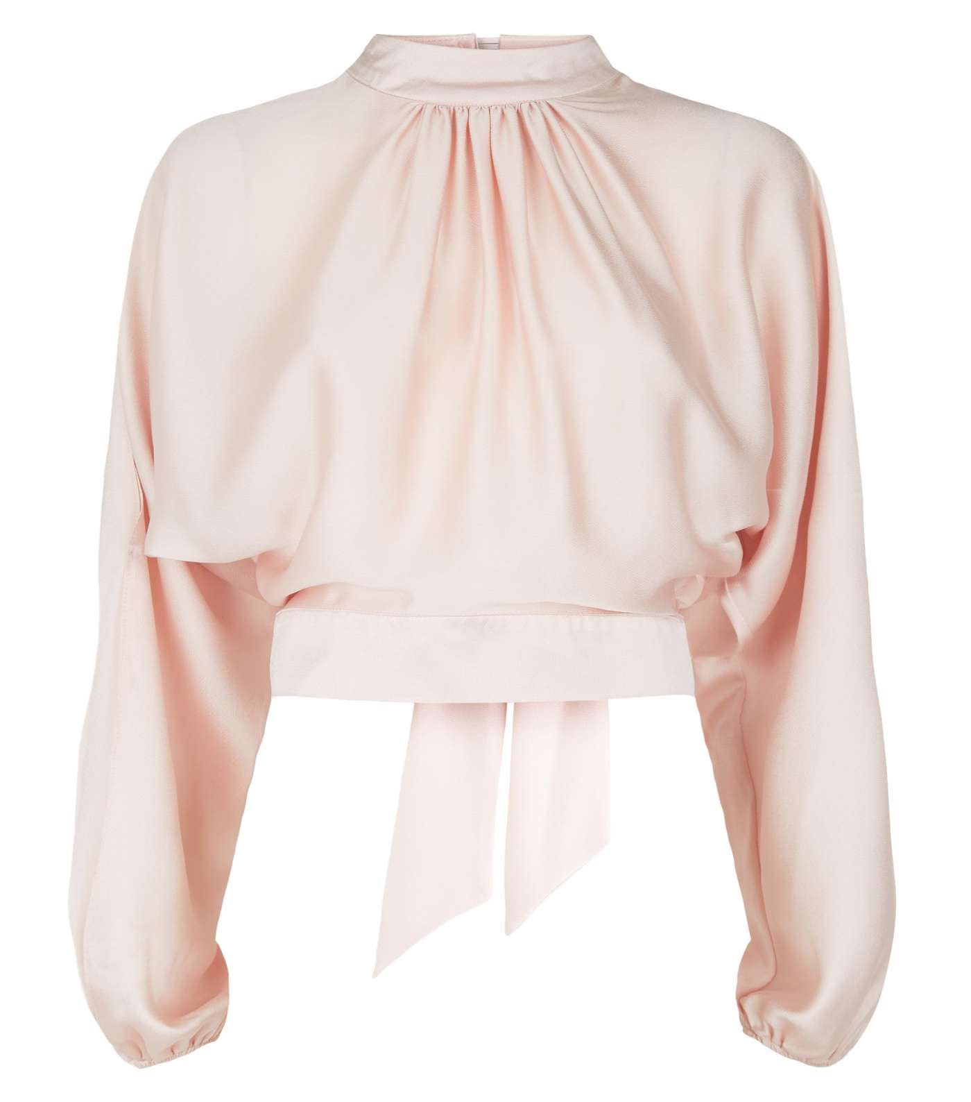 Pale Pink Satin Ruffle Tie Back Top Image 4