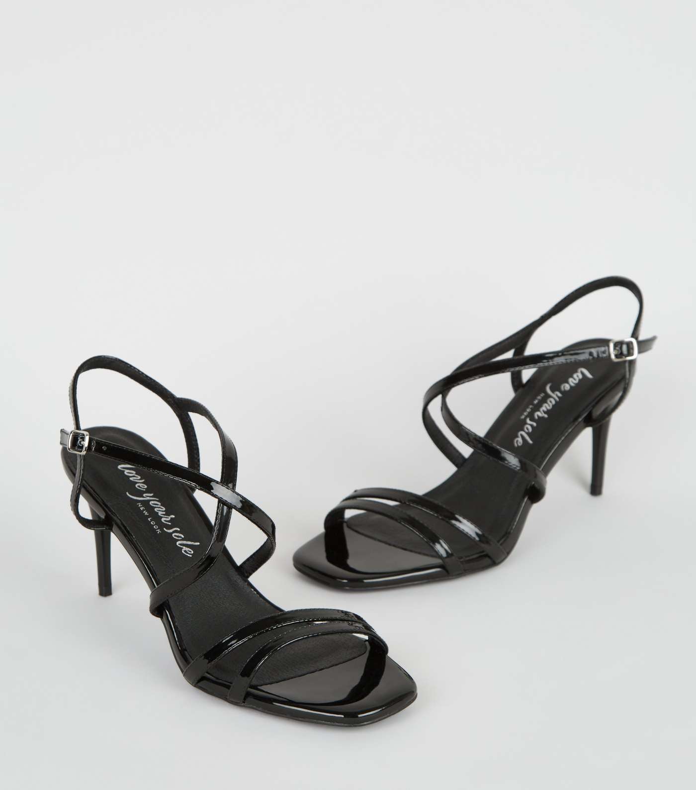 Black Patent Strappy Stiletto Sandals Image 3